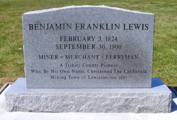 The grave stone of Lewiston's namesake, Benjamin Franklin Lewis, in The Dalles, Oregon